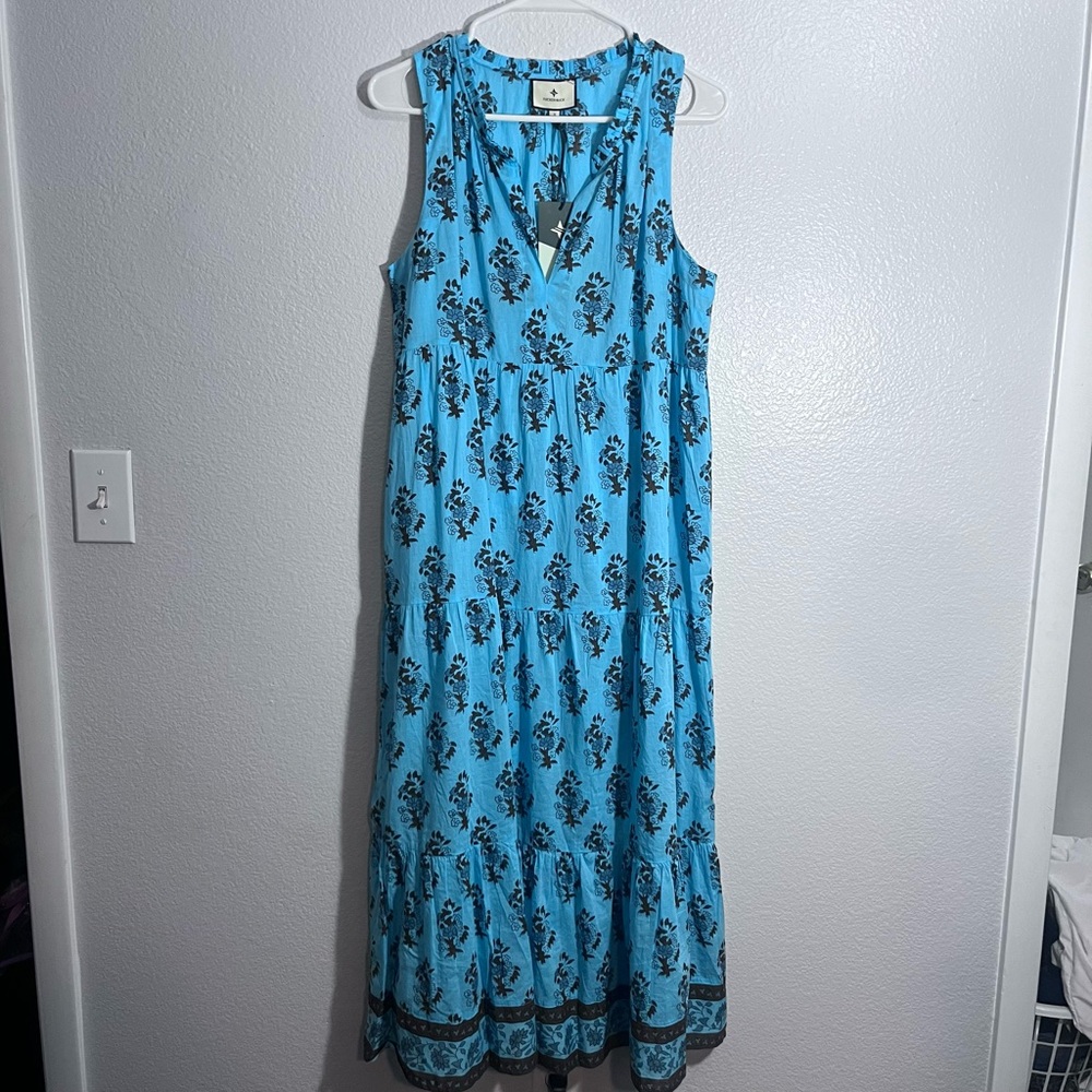 Tuckernuck Blue and Brown Floral Maxi Dress